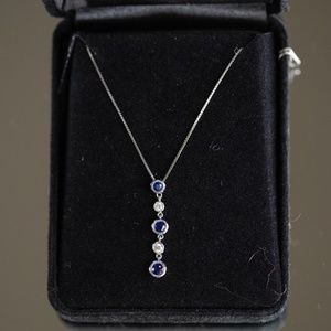 Diamond and Sapphire Sterling Silver Necklace